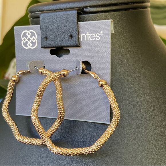 Hexagon Gold Hoops Daisy Fuentes Fashion Earrings $16ea / 3 for $25 - Picture 8 of 9